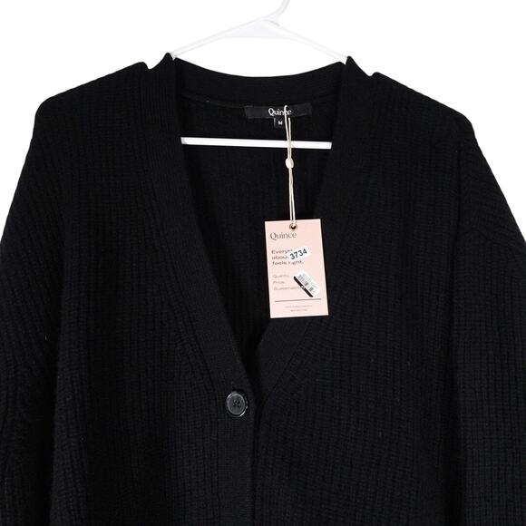 New Quince Mongolian Cashmere Oversized Boyfriend Cardigan Sweater Medium 3734 - Picture 4 of 10
